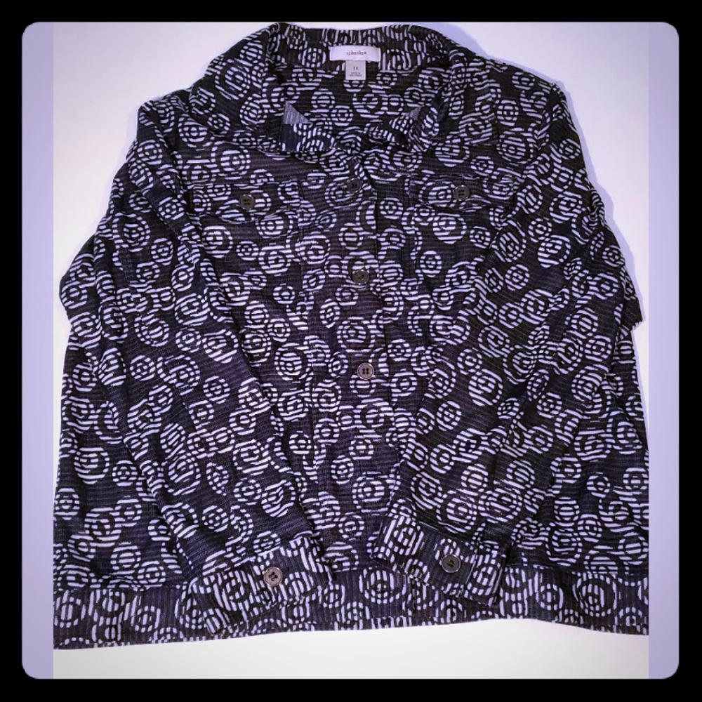 CJ BANKS PLUS SIZE WOMENS BUTTON UP BLOUSE JACKET